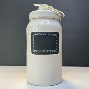 Rae Dunn Take Note Tall Canister with Chalkboard Plaque